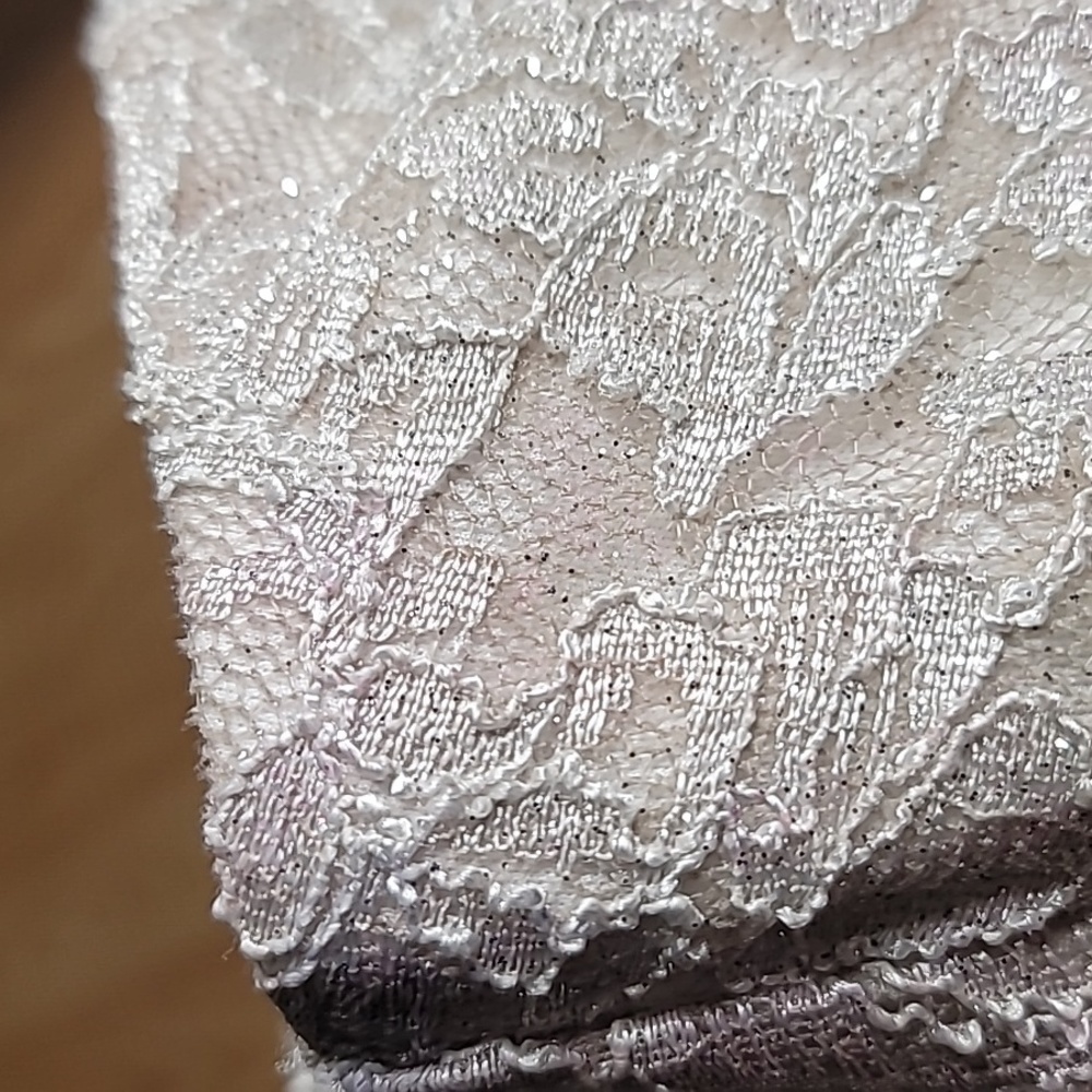 DONATED Nightway Collections One Shoulder Beige Champagne Glitter - Picture 8 of 10